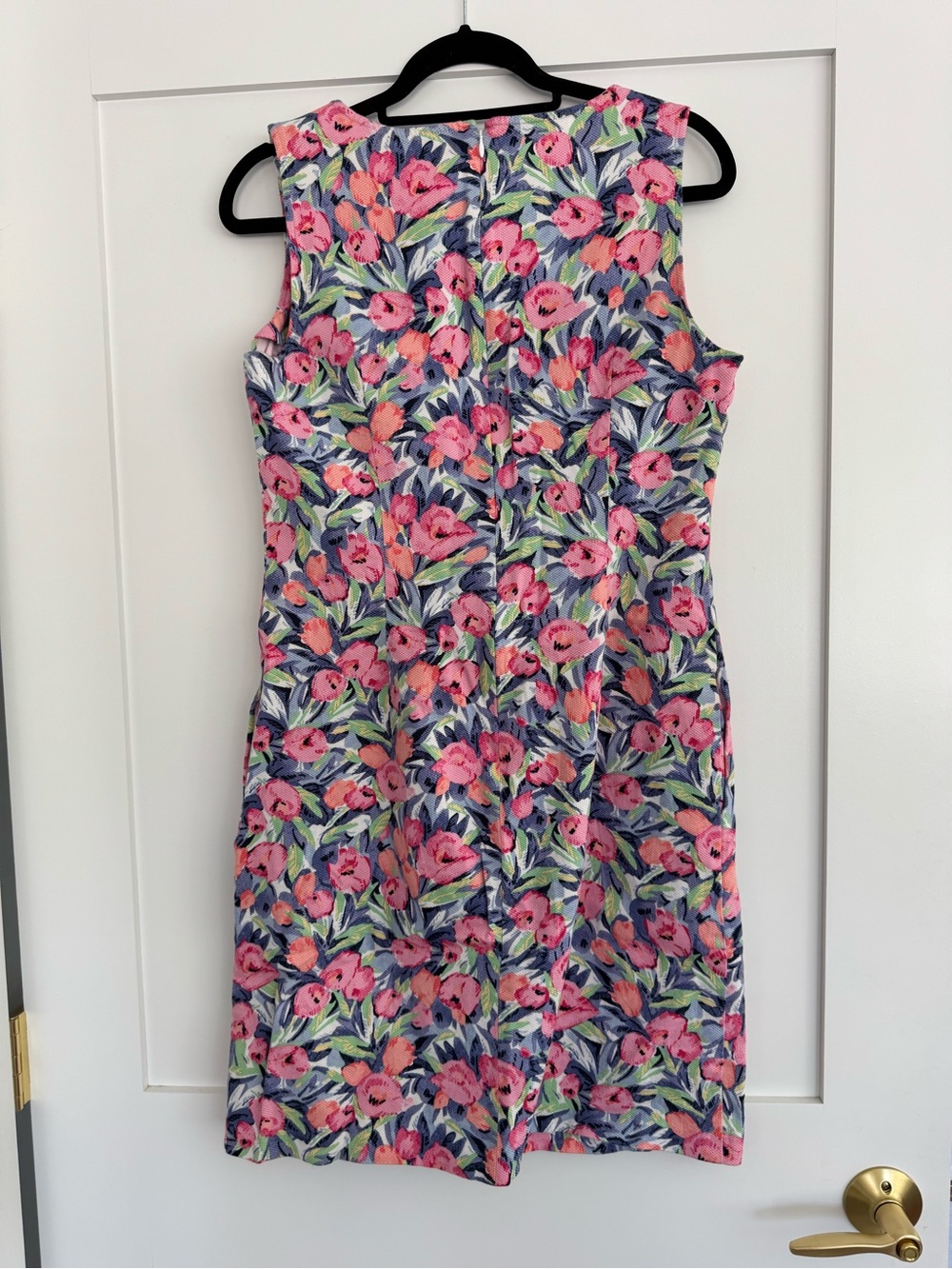 Talbots Floral Sheath Dress Pink Blue Sleeveless Stretch Size 10 - Picture 5 of 6